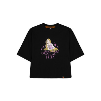 Disney Princess Series: Rapunzel Women Tee (Black, Size S)