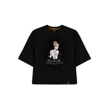 Disney Princess Series: Cinderella Women Tee (Black, Size L)