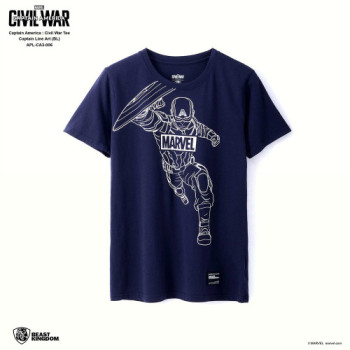 Beast Kingdom Marvel Captain America Civil War: Captain Line Art Uniform T-Shirt (Blue)