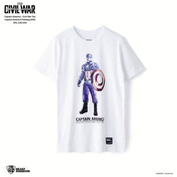 Beast Kingdom Marvel Captain America Civil War: Captain America Painting T-Shirt (White)